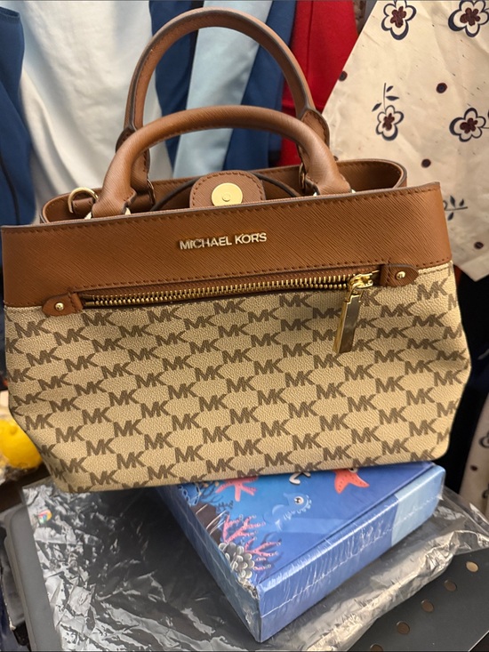 Michael Kors Handbags - Michael Kors Brown Logo Satchel - Signature MK Print